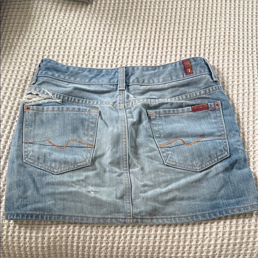 7 For All Mankind Light Blue Denim Mini Skirt